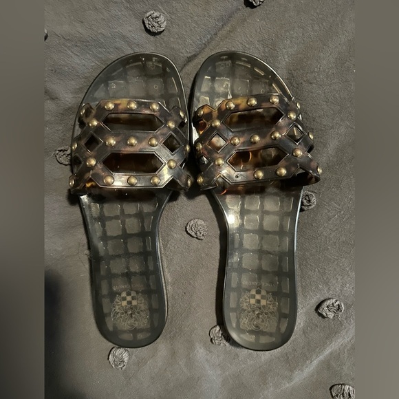 Vince Camuto Carron Jelly Slides tortoise black, studded Gold SIZE 8 - Picture 2 of 4